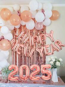16pcs/Set 16 Inch Happy New Year 2025 Foil Balloons, Suitable For New Year, Christmas Party Decoration, Home Decor, Shopping Mall Celebration, Holiday Party Supplies, Various Colors Available - Multicolor - View 6