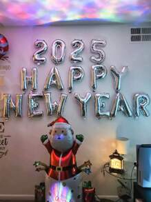 16pcs/Set 16 Inch Happy New Year 2025 Foil Balloons, Suitable For New Year, Christmas Party Decoration, Home Decor, Shopping Mall Celebration, Holiday Party Supplies, Various Colors Available - Multicolor - View 2