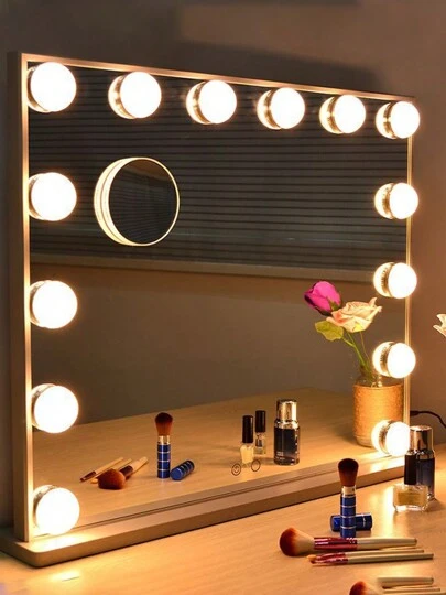 Conjunto de 12 piezas de luces de espejo de tocador, 3 colores de luz de maquillaje para bombillas LED regulables, iluminación de espejo con alimentación USB para mesa de tocador, enchufe USB, para iluminación diaria del maquillaje