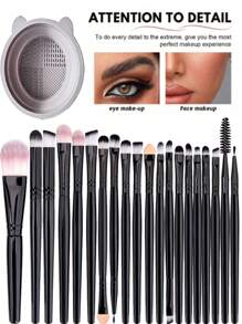 33/1pc Makeup Brush Set, Including: 20pcs Makeup Brushes (Face, Eye, Eyebrow, Foundation, Blush, Concealer, Lip, Detail, Nose, Eyeliner, Powder, Nail, Face Mask, 1pc Makeup Brush Cleaning Bowl, 4pcs Triangle Sponge Puff, 4pcs Mini Finger Sponge, 4pcs Mini Heart Sponge