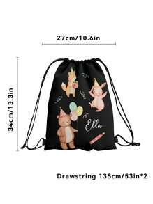 1 chiếc Ba lô rút dây họa tiết hoạt hình in tên cá nhân hóa trở lại trường, Túi thể thao, Túi bơi, Túi tập gym, Túi câu lạc bộ sau giờ học - Nhiều màu - Xem 4