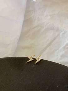 1 Pair Women S925 Silver Cubic Zirconia Lightning Bolt Stud Earrings, Creative Jewelry For Friends Gift, Party/Daily Wear - Lightning - View 2