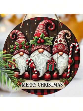 Christmas Dwarf Wall Art Decoration Logo - Classic Style Artificial Wood Wall Hanging Plaque, Suitable For Home, Kitchen, Garden, Terrace, Indoor And Outdoor Decoration - Multipurpose English Merry Christmas Wreath Theme