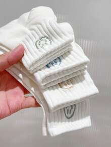 运动户外。男女皆宜的压力袜。可爱的运动风格。及膝长度。适合孕妇、护士、孕期和产妇。适合骑自行车等成人运动。提供支持并促进血液循环。长款女士袜子。 - 白色 - 查看 4