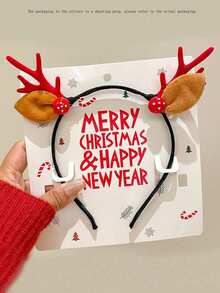 1pc Women's Christmas Reindeer Antler Headband, Mushroom Decor, Party Atmosphere Creator, Suitable For Holiday, Party, New Year Wear (Cardboard For Photo Shooting Only, No Actual Cardboard) Hair Band Hair Hoop ,Hairband For Women Hair Accessories