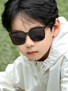 1pc New 3-10 Years Old Kids Polarized Vertical Rivet Fashion Eyeglasses, Boys Girls Children Square Frame Regular Glasses, Kids Back To School Fashion Glasses, Valentine's Day Fashion Glasses, Suitable For Daily Casual, Party Wear And Decor, Gift For Children