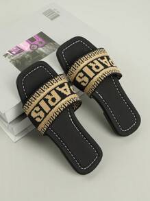 1 Pair Cute Slippers, Comfortable & Breathable, Non-Slip Sole, Fashionable & Versatile, Suitable For Indoor Home Wear And Outdoor Walking In All Seasons - Black - View 5