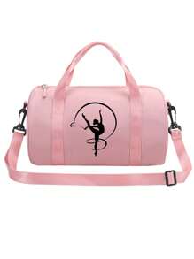 Túi khiêu vũ bằng nylon nhẹ màu hồng, túi xách phong cách tiên phong, dây đeo vai có thể điều chỉnh, có thể gập lại, có khóa kéo và lớp lót bằng polyester, phù hợp cho vũ công ba lê và sử dụng hàng ngày, túi tote thời trang thường ngày - Hồng - Xem 7