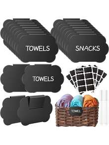 5 件/套 PVC 可拆卸黑板、篮子标签夹、储物盒标签、可重写价格标签 - 黑色 - 查看 1