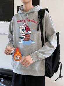Men Hoodie Merry Christmas Hoodie Fun Print Fashion Pullover