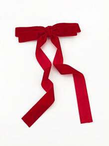 1 件女士红色天鹅绒简约时尚蝴蝶结发夹，适合情人节日常佩戴 - 紅色 - 查看 4