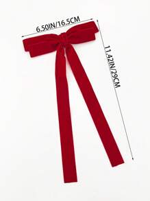 1 件女士红色天鹅绒简约时尚蝴蝶结发夹，适合情人节日常佩戴 - 紅色 - 查看 7
