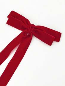 1 件女士红色天鹅绒简约时尚蝴蝶结发夹，适合情人节日常佩戴 - 紅色 - 查看 6