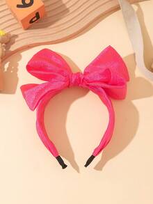 1 件可爱薄纱蝴蝶结发箍，适合秋冬季服装 - 玫紅色 - 查看 3