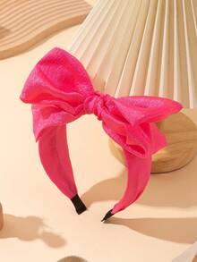 1 件可爱薄纱蝴蝶结发箍，适合秋冬季服装 - 玫紅色 - 查看 1