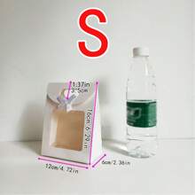 5pcs White Flap Bow Gift Bags With Window, Extra Small/Small/Medium/ Large/Extra Large Size, For Gifts, Weddings, Parties, Christmas, Birthdays, Baby Showers Valentine's Day - White - View 13