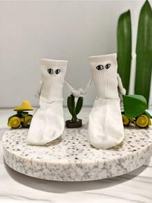 Bộ 1 đôi tất trơn nhiều màu, tất thể thao thường ngày cao đến bắp chân dành cho nữ, mùa thu/đông - Nhiều màu - Xem 3
