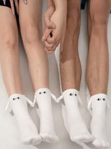Bộ 1 đôi tất trơn nhiều màu, tất thể thao thường ngày cao đến bắp chân dành cho nữ, mùa thu/đông - Nhiều màu - Xem 1