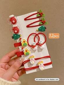 12 件女士圣诞蝴蝶结发带、发箍、发夹、发夹、发爪、爪夹套装圣诞装饰品、圣诞老人、圣诞麋鹿、圣诞铃铛、圣诞雪人、圣诞礼物、圣诞姜饼人可爱秋冬橡皮筋、发绳、松紧带、发箍、头巾 - 彩色 - 查看 13