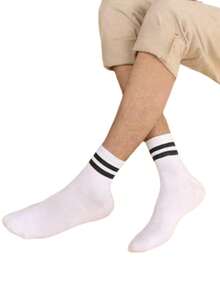 5/10 đôi tất dài đến bắp chân màu trơn Unisex, phù hợp cho cả nam và nữ mặc hàng ngày - Nhiều màu - Xem 4