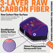 SWEUZIK Raw Pro Carbon Fiber Professional Pickleball Paddle - RADIOLOGY - Purple - View 4