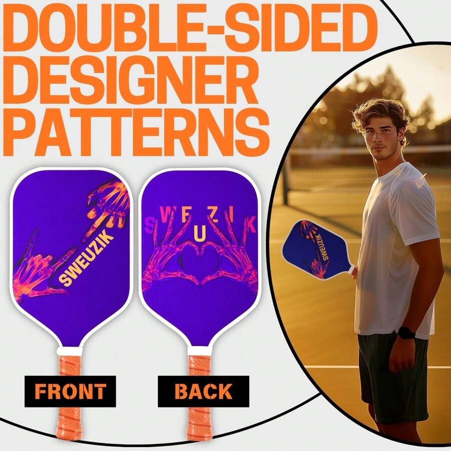 SWEUZIK Raw Pro Carbon Fiber Professional Pickleball Paddle - RADIOLOGY - Purple - View 1