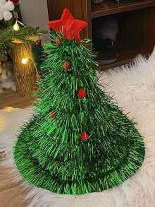 1 件圣诞派对帽，带毛绒绒球，节日照片拍摄道具 - 綠色 - 查看 8