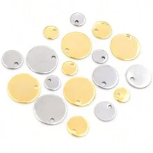 30 件 6-25 毫米圆形吊饰不锈钢镀金圆形单孔吊饰 DIY 项链吊坠珠宝配件 - round charms - 查看 2