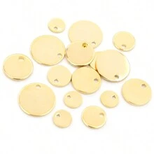 30 件 6-25 毫米圆形吊饰不锈钢镀金圆形单孔吊饰 DIY 项链吊坠珠宝配件 - round charms - 查看 4