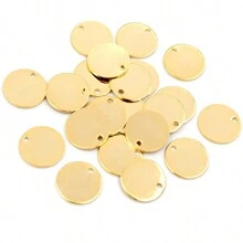 30 件 6-25 毫米圆形吊饰不锈钢镀金圆形单孔吊饰 DIY 项链吊坠珠宝配件 - round charms - 查看 6