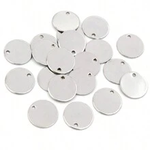 30 件 6-25 毫米圆形吊饰不锈钢镀金圆形单孔吊饰 DIY 项链吊坠珠宝配件 - round charms - 查看 5