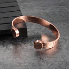 Pure Copper Bracelets For Men Adjustable Open Cuff Stripe Magnetic Bangles Health High Magnet Solid Copper Jewelry Resizable