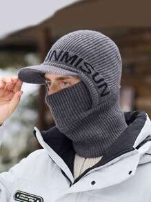 1 件男士秋冬字母骑行颈部保暖器和无檐小便帽，休闲防风针织材料刺绣保温帽 - 針織帽 - 查看 1