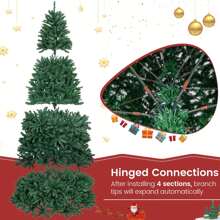 6/9ft Hinged Artificial Christmas Tree Unlit Douglas Full Fir Tree W/ 1355 Tips - Green 9FT - View 7