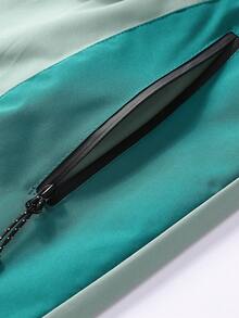 1 件女式拼色连帽轻便防风防水夹克，休闲户外旅行运动服 - 薄荷綠 - 查看 8