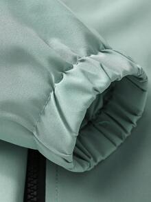 1 件女式拼色连帽轻便防风防水夹克，休闲户外旅行运动服 - 薄荷綠 - 查看 7