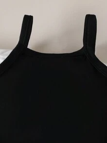 女婴冬季休闲提花连帽运动衫上衣、黑色吊带和裤子 3 件套 - 白色 - 查看 8