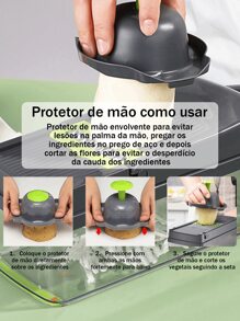 Cortador Fatiador Mandoline Multifuncional 16Funções para Cortar Batata Legumes e Vegetais - Verde - Visão 9