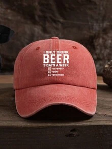 1 chiếc Mũ lưỡi trai mềm mại có thể điều chỉnh, họa tiết chữ bia thời trang thường ngày ngoài trời dành cho nam, thích hợp để đội hàng ngày - mũ bóng chày đã giặt - Xem 8