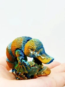 1 件可摆姿势的鸭嘴兽雕像 - 桌面和汽车装饰，3D 打印柔性关节动物模型，适合所有场合的耐用礼物 - 无需电力，无羽毛，适合圣诞节装饰