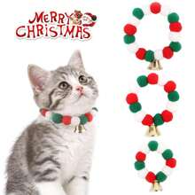 1 pièce Collier de Noël pour Animaux de Compagnie avec Cloche, Matériau en Peluche Pompon, Accessoire Mignon de Vacances pour Chiens et Chats, Décoration de Noël, Costume d'Animal de Compagnie, Accessoire Photo de Petit Animal de Compagnie, Meilleurs Cadeaux