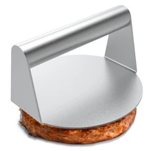 Christmas Stainless Steel Hamburger Press, Round Press, Non-Stick Smooth Hamburger Press Flat Bottom Without Ridges, Bacon Grill Rack Perfect For Top Frying Pan Cooking,Christmas & Thanksgiving Kitchen Gift - Multicolor - View 10