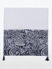 1 chiếc khăn tua rua họa tiết Paisley, thiết kế đơn giản, mặc thường ngày - màu đen - Xem 3