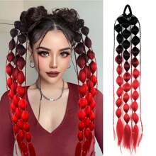 Extensiones de cola de caballo recta Yaki tipo burbuja - 2 piezas/1 pieza, extensiones de cabello sintético ligero de 24" con sujetador, coletas tipo ombre para todas las edades, accesorios para el cabello de rave y festivales - Multicolor - Ver 20