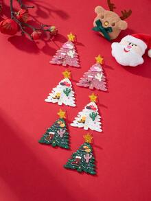 1 Cặp mũ cây thông Noel bằng acrylic lấp lánh, giày bốt, hoa tai lủng lẳng trang trí hình xương rồng, món quà hoàn hảo cho phụ nữ - bông tai giáng sinh - Xem 1