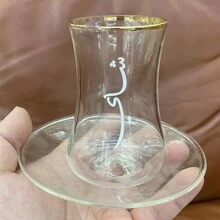 小茶杯和茶碟茶杯杯碟玻璃器皿，摩洛哥土耳其茶杯，金色饮水杯，茶具，女士派对阿拉伯花式饮具风格复古厨房装饰咖啡饮品