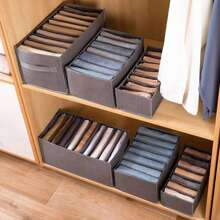 1 pièce/3 pièces - Boîte de rangement pour vêtements et pantalons, boîte de finition des vêtements avec compartiments, boîte de rangement en couches pour jeans et sous-vêtements, boîte de rangement pour vêtements de type tiroir, boîte de classification pliable en tissu pour robes, pantalons, chaussures, jeans, bottes, jupes