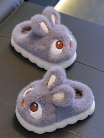 1 par de pantuflas con diseño de conejito lindo para niños, pantuflas para interior del hogar