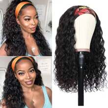 40 Inch Deep Wave Human Hair Headband Wigs For Women Curly Wig Fall Machine Made Brazilian Remy Human Hair Wear And Go Glueless Wigs - Natural Black - View 3