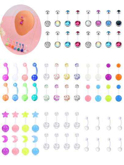 CIZME Khuyên rốn acrylic 10mm cỡ 14G, trang sức xỏ rốn dễ thương, nhiều màu sắc